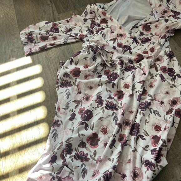 CADEN LANE Millie's Dusty Rose Garden Knit Maternity Robe - Picture 4 of 6